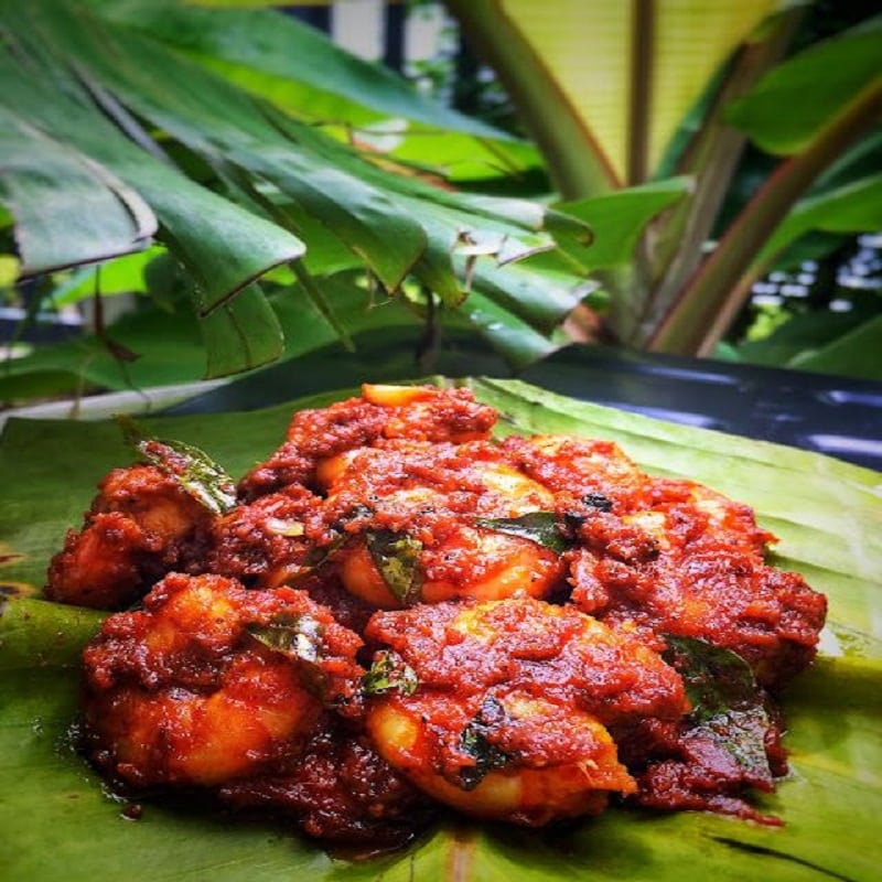 Kerala style prawn roast with Appam